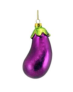 Gisela Graham Purple Glass Aubergine Decoration